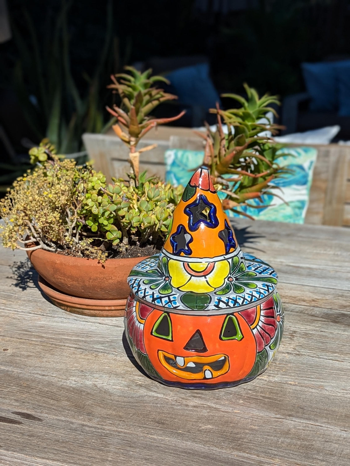 Halloween Pumpkin Fall Decor, Unique Halloween Gift Ideas, Handmade Mexican Talavera Art & Home Decor, Large Autumn Jack-o-Lantern