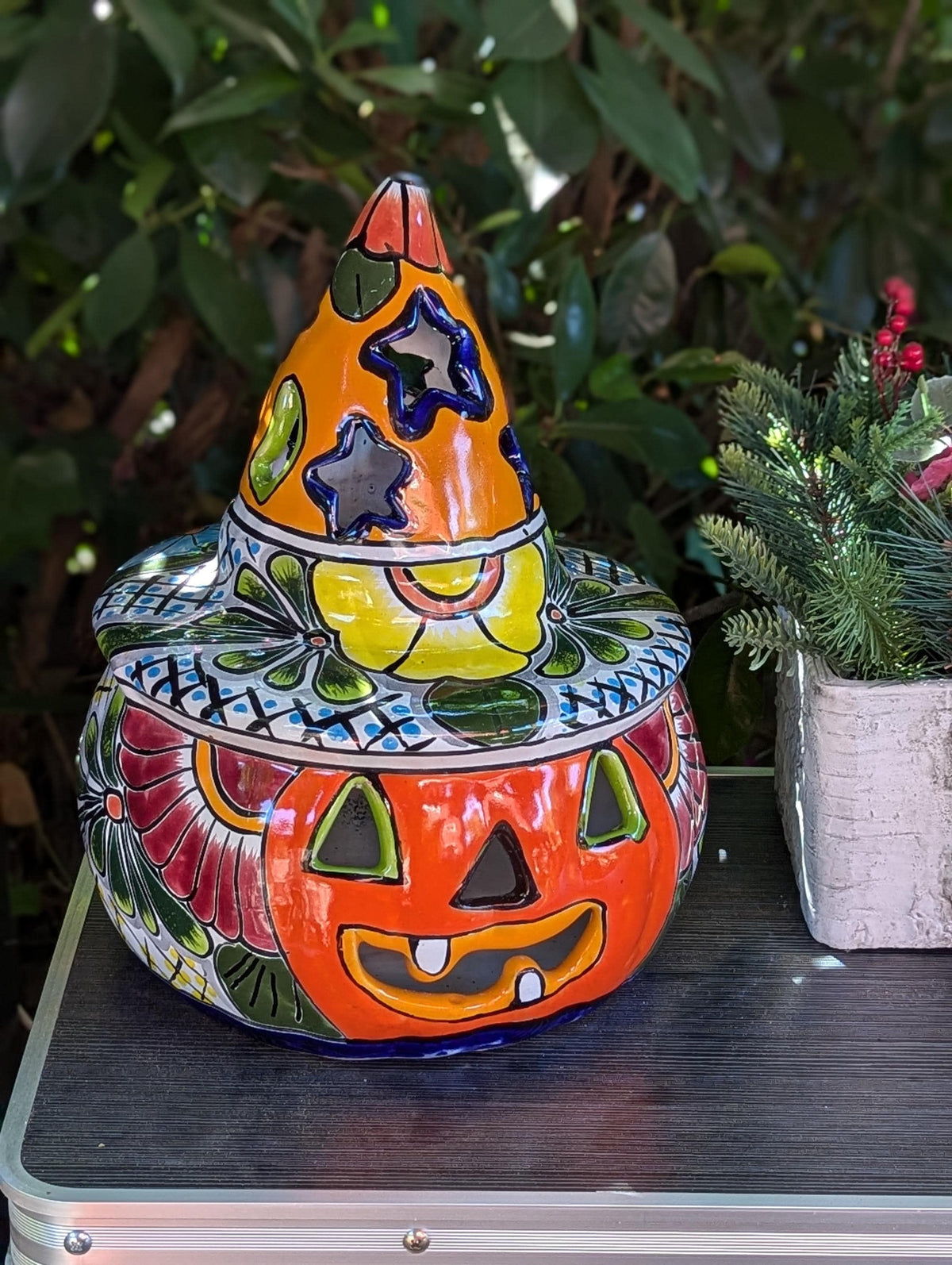 Halloween Pumpkin Fall Decor, Unique Halloween Gift Ideas, Handmade Mexican Talavera Art & Home Decor, Large Autumn Jack-o-Lantern