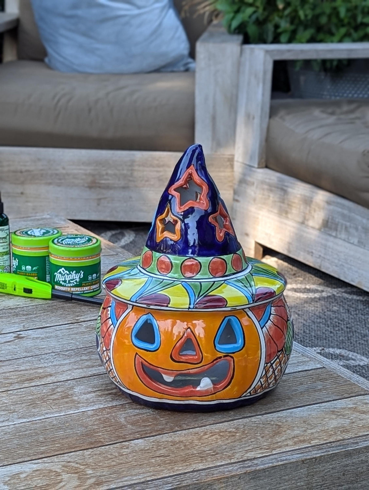 Halloween Pumpkin Fall Decor, Unique Halloween Gift Ideas, Handmade Mexican Talavera Art & Home Decor, Large Autumn Jack-o-Lantern