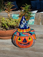 Halloween Pumpkin Fall Decor, Unique Halloween Gift Ideas, Handmade Mexican Talavera Art & Home Decor, Large Autumn Jack-o-Lantern