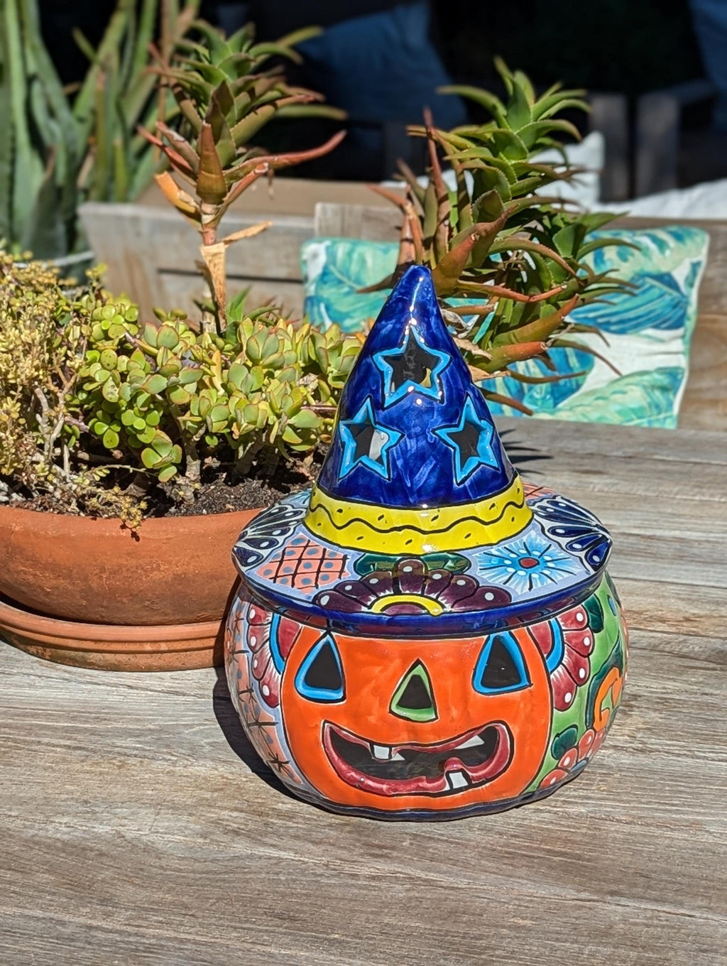 Halloween Pumpkin Fall Decor, Unique Halloween Gift Ideas, Handmade Mexican Talavera Art & Home Decor, Large Autumn Jack-o-Lantern