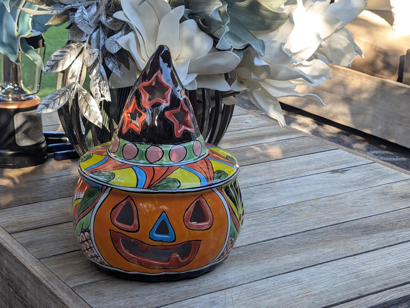 Halloween Pumpkin Fall Decor, Unique Halloween Gift Ideas, Handmade Mexican Talavera Art & Home Decor, Large Autumn Jack-o-Lantern