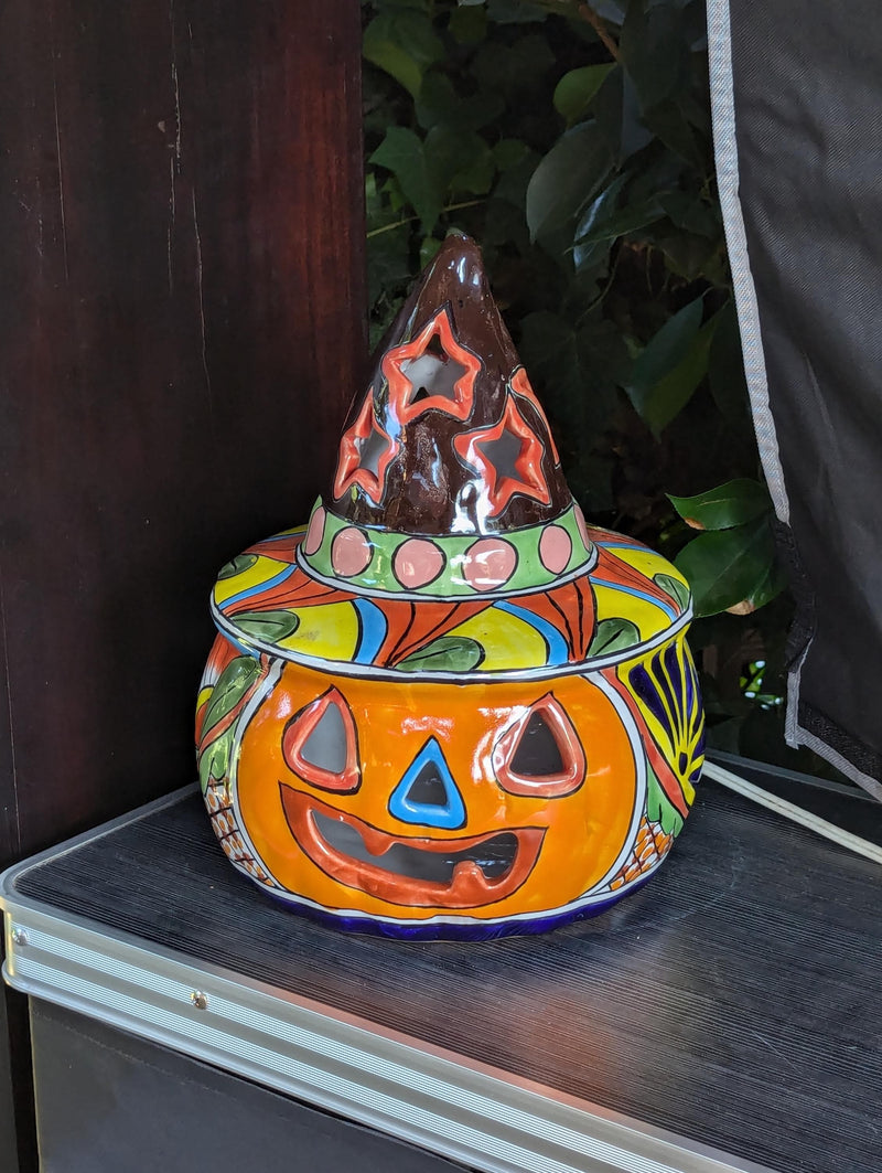 Halloween Pumpkin Fall Decor, Unique Halloween Gift Ideas, Handmade Mexican Talavera Art & Home Decor, Large Autumn Jack-o-Lantern