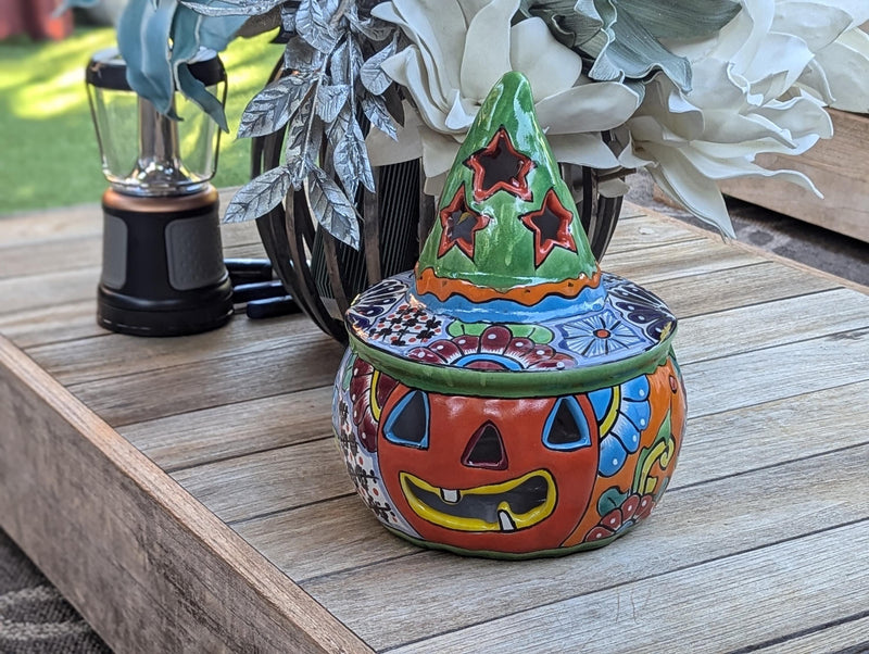 Halloween Pumpkin Fall Decor, Unique Halloween Gift Ideas, Handmade Mexican Talavera Art & Home Decor, Large Autumn Jack-o-Lantern