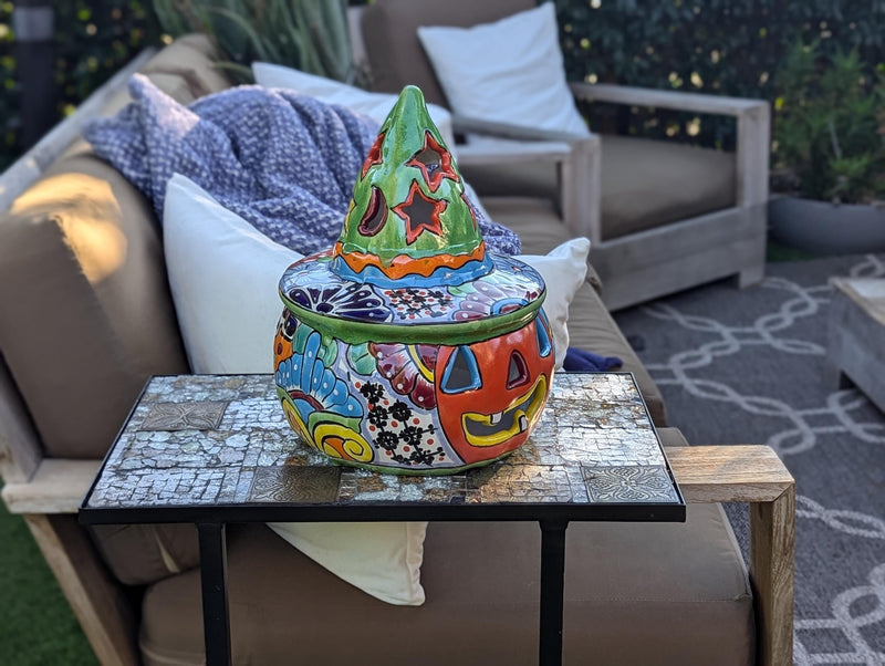 Halloween Pumpkin Fall Decor, Unique Halloween Gift Ideas, Handmade Mexican Talavera Art & Home Decor, Large Autumn Jack-o-Lantern