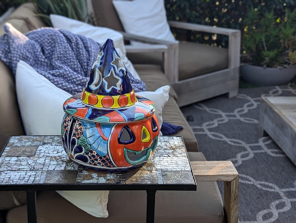 Halloween Pumpkin Fall Decor, Unique Halloween Gift Ideas, Handmade Mexican Talavera Art & Home Decor, Large Autumn Jack-o-Lantern