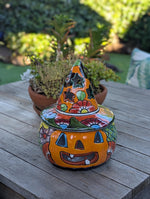 Halloween Pumpkin Fall Decor, Unique Halloween Gift Ideas, Handmade Mexican Talavera Art & Home Decor, Large Autumn Jack-o-Lantern