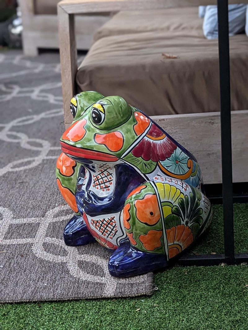 Talavera Frog Flower Pot | Ceramic Pottery for Indoor or Outdoor Planter Pot, Handmade Mexican Home Decor or Garden Decor & Yard Art