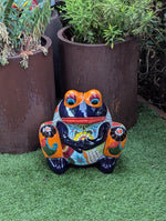 Talavera Frog Flower Pot | Ceramic Pottery for Indoor or Outdoor Planter Pot, Handmade Mexican Home Decor or Garden Decor & Yard Art