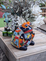 Talavera Frog Flower Pot | Ceramic Pottery for Indoor or Outdoor Planter Pot, Handmade Mexican Home Decor or Garden Decor & Yard Art