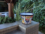 Colorful 17" Wide Margarita Ceramic Planter, Large Planter Pot Talavera Pottery, Indoor Outdoor Decor Flower Pot Handmade In Mexico