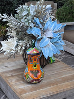 Halloween Pumpkin Decor, Talavera Pottery, Jack-o-Lantern Home Decoration, Handmade Mexican Art for Outdoor Patio Decor or Trick or Treat