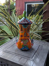 Halloween Pumpkin Decor, Talavera Pottery, Jack-o-Lantern Home Decoration, Handmade Mexican Art for Outdoor Patio Decor or Trick or Treat