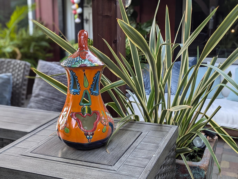 Halloween Pumpkin Decor, Talavera Pottery, Jack-o-Lantern Home Decoration, Handmade Mexican Art for Outdoor Patio Decor or Trick or Treat