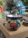 15" Round Flower Pot & Ceramic Planter is Handmade Mexican Talavera Pottery, Garden and Home Decor Featuring Birds | Great Housewarming Gift