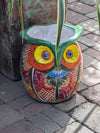 Gorgeous 14" Owl Flower Pot, Ceramic Planter is Handmade Talavera Pottery for Outdoor Garden Decor, Unique Housewarming Gift