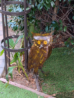 Brown Owl Garden Decor & Metal Owl Statue, Outdoor Owl Decoration Yard Decor, Metal Owl Sculpture Home Decor Figurine