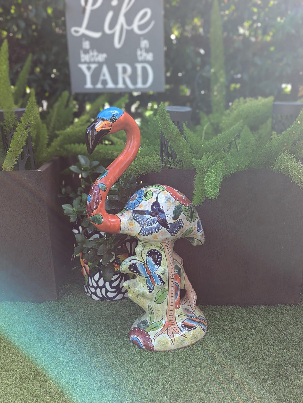 Flamingo Home Decor & Garden Art | Gorgeous Handmade Talavera Flamingo Will Enhance Your Home, Porch or Outdoor Decorations