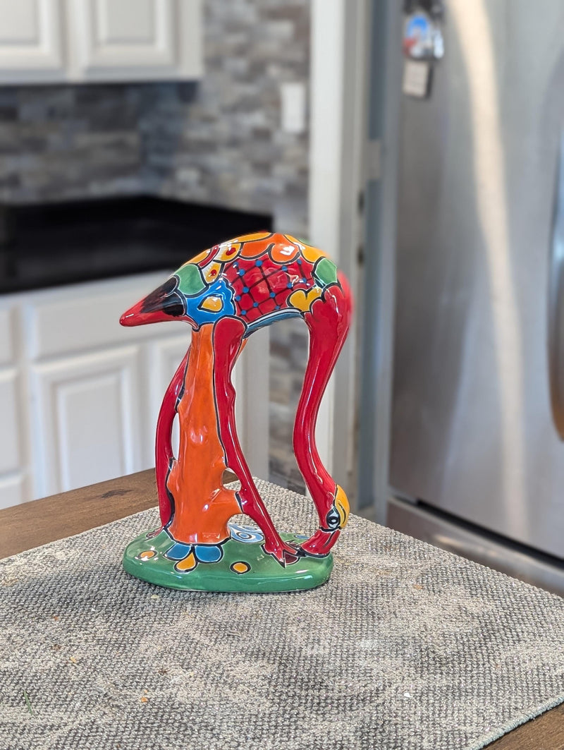 Pink Flamingo Home Decor or Yard Art, Talavera Pottery to use as Home Decor, Porch Decoration or Outdoor Decor