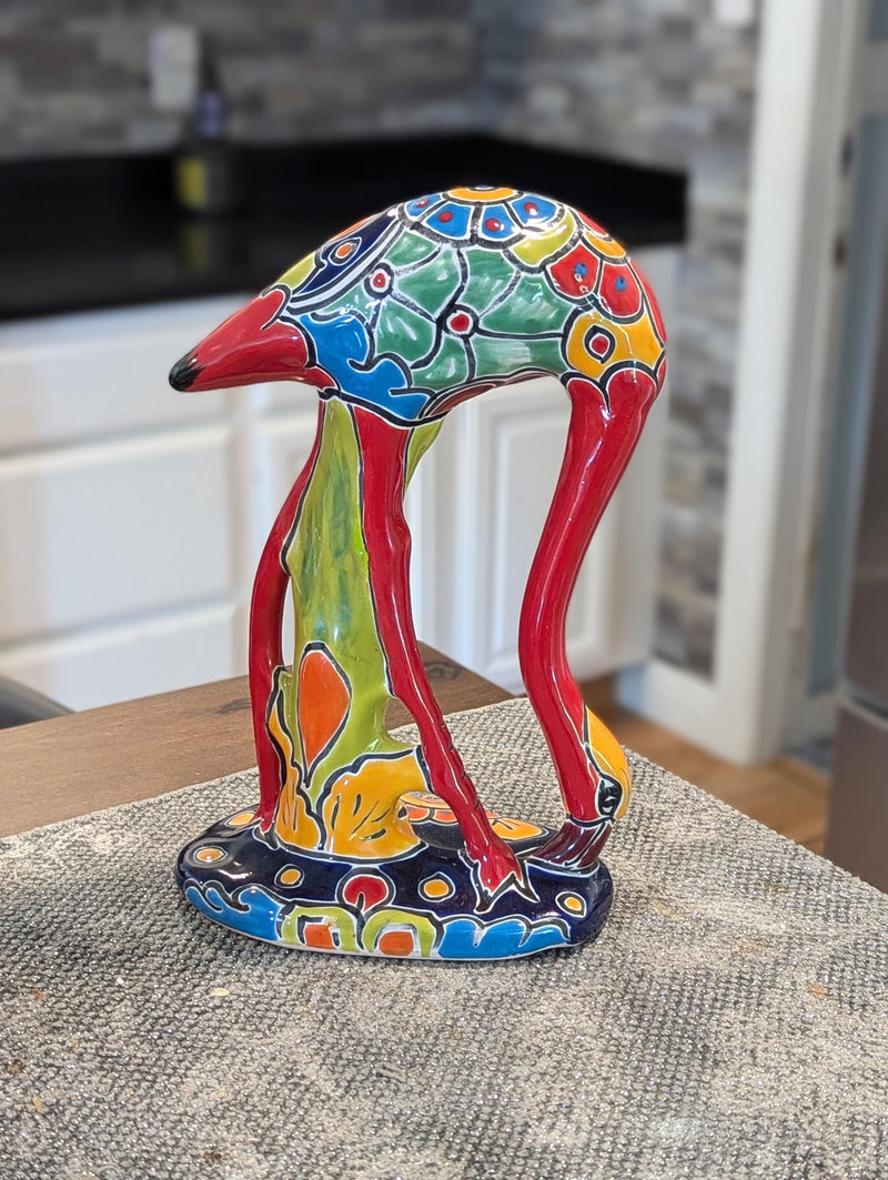 Pink Flamingo Home Decor or Yard Art, Talavera Pottery to use as Home Decor, Porch Decoration or Outdoor Decor