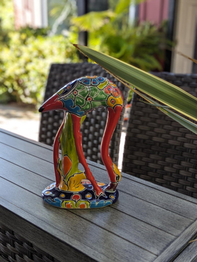 Pink Flamingo Home Decor or Yard Art, Talavera Pottery to use as Home Decor, Porch Decoration or Outdoor Decor