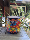 14" Tall Round Flower Pot Colorful Talavera Ceramic Planter is Handmade Mexican Pottery, Garden and Home Decor or Housewarming Gift