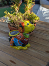 Talavera Dog Flower Pot for Outdoor Decor or Garden Decorations, Planter Pot is Handmade Mexican Pottery, great as Cute Dog Lover Gifts