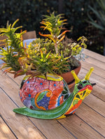 Talavera Snail Planter, Ceramic Mexican Planter Pot for Indoor Home Decor or Outdoor Garden Decor is also Exquisite Hand Painted Yard Art