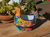 Talavera Chicken Ceramic Planter & Colorful Flower Pot, Handmade Outdoor Yard Decor or Indoor Plant Pot, Colorful Mexican Garden Decor