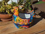 Talavera Chicken Ceramic Planter & Colorful Flower Pot, Handmade Outdoor Yard Decor or Indoor Plant Pot, Colorful Mexican Garden Decor