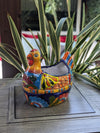 Talavera Chicken Ceramic Planter & Colorful Flower Pot, Handmade Outdoor Yard Decor or Indoor Plant Pot, Colorful Mexican Garden Decor