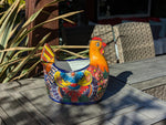 Talavera Chicken Ceramic Planter & Colorful Flower Pot, Handmade Outdoor Yard Decor or Indoor Plant Pot, Colorful Mexican Garden Decor