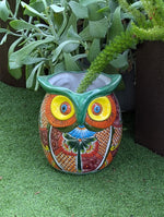 Gorgeous 14" Owl Flower Pot, Ceramic Planter is Handmade Talavera Pottery for Outdoor Garden Decor, Unique Housewarming Gift