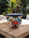 15" Round Flower Pot & Ceramic Planter is Handmade Mexican Talavera Pottery, Garden and Home Decor Featuring Birds | Great Housewarming Gift