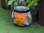 11.5" Oval Mexican Sun Flower Planter Pot is a Colorful, Handmade Talavera Ceramic Planter Pot for Home and Garden Decor, Outdoor Yard Art