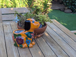 Talavera Dog Flower Pot for Outdoor Decor and Garden Decorations, Planter Pot is Handmade Mexican Pottery, Great as Dog Lover Gift