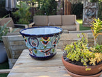 Talavera Pottery, Large Planter Pot 17" Wide, Ceramic Indoor Outdoor Flower Pot, Handmade In Mexico