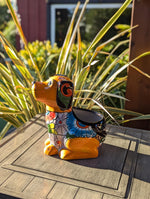 Talavera Dog Flower Pot for Outdoor Decor and Garden Decorations, Planter Pot is Handmade Mexican Pottery, Great as Dog Lover Gift