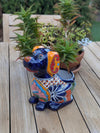 Talavera Dog Flower Pot for Outdoor Decor and Garden Decorations, Planter Pot is Handmade Mexican Pottery, Great as Dog Lover Gift