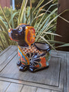 Talavera Dog Flower Pot for Outdoor Decor and Garden Decorations, Planter Pot is Handmade Mexican Pottery, Great as Dog Lover Gift