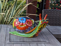 Talavera Snail Planter, Ceramic Mexican Planter Pot for Indoor Home Decor or Outdoor Garden Decor is also Exquisite Hand Painted Yard Art