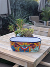 Oval Planter Talavera Pottery, Indoor or Outdoor Flower Pot, Ceramic Mexican Art as Housewarming Gift