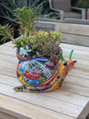 Talavera Snail Planter, Ceramic Mexican Planter Pot for Indoor Home Decor or Outdoor Garden Decor is also Exquisite Hand Painted Yard Art