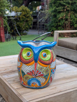 Gorgeous 14" Owl Flower Pot, Ceramic Planter is Handmade Talavera Pottery for Outdoor Garden Decor, Unique Housewarming Gift