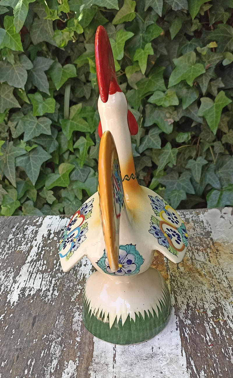 Vintage Rooster Talavera Mexican Pottery, Handmade Decorative Art for Indoor or Outdoor Home Decor, Housewarming Gift Idea