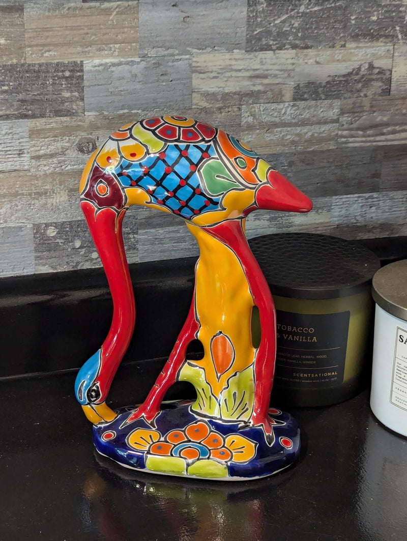 Pink Flamingo Home Decor or Yard Art, Talavera Pottery to use as Home Decor, Porch Decoration or Outdoor Decor