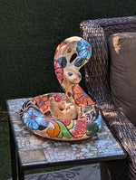 Talavera Rattlesnake Figurine Ceramic Mexican Pottery, Outdoor Snake Decor and Garden Statue Handmade in Mexico