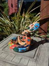 Talavera Rattlesnake Figurine Ceramic Mexican Pottery, Outdoor Snake Decor and Garden Statue Handmade in Mexico