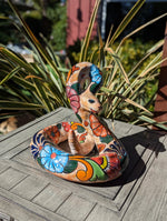 Talavera Rattlesnake Figurine Ceramic Mexican Pottery, Outdoor Snake Decor and Garden Statue Handmade in Mexico