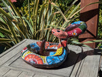 Talavera Rattlesnake Figurine Ceramic Mexican Pottery, Outdoor Snake Decor and Garden Statue Handmade in Mexico